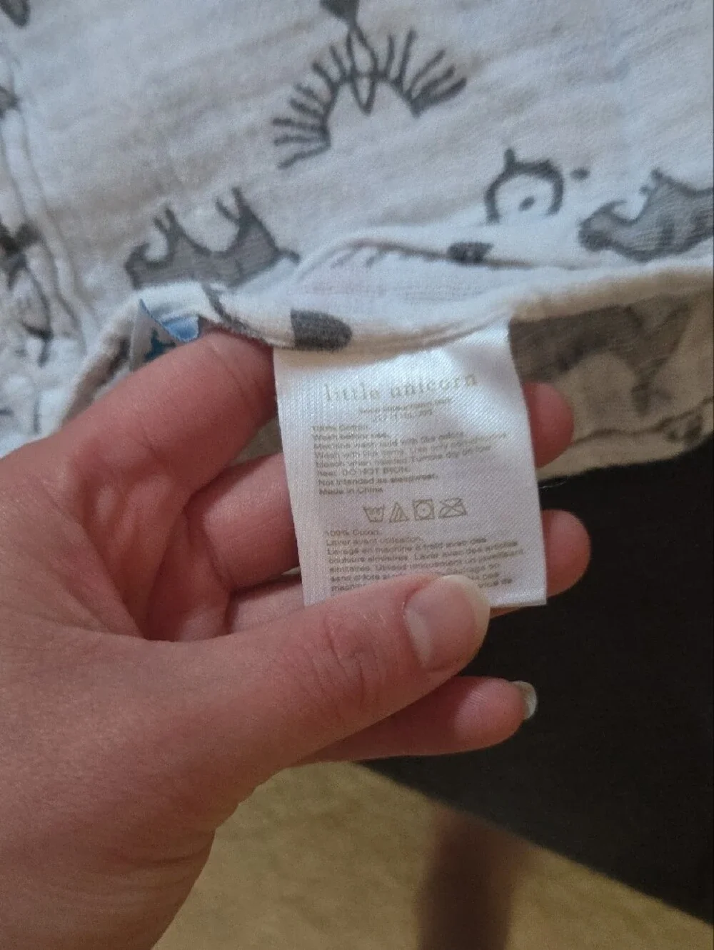 Little Unicorn Brand Swaddle White & Gray Animal Print Muslin Blanket